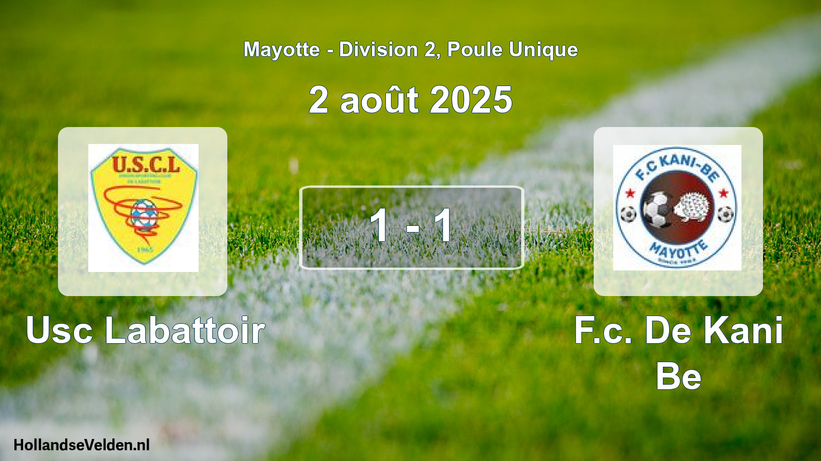 Gespeelde wedstrijd: Usc Labattoir - F.c. De Kani Be 1 - 1 (2 augustus 2025)