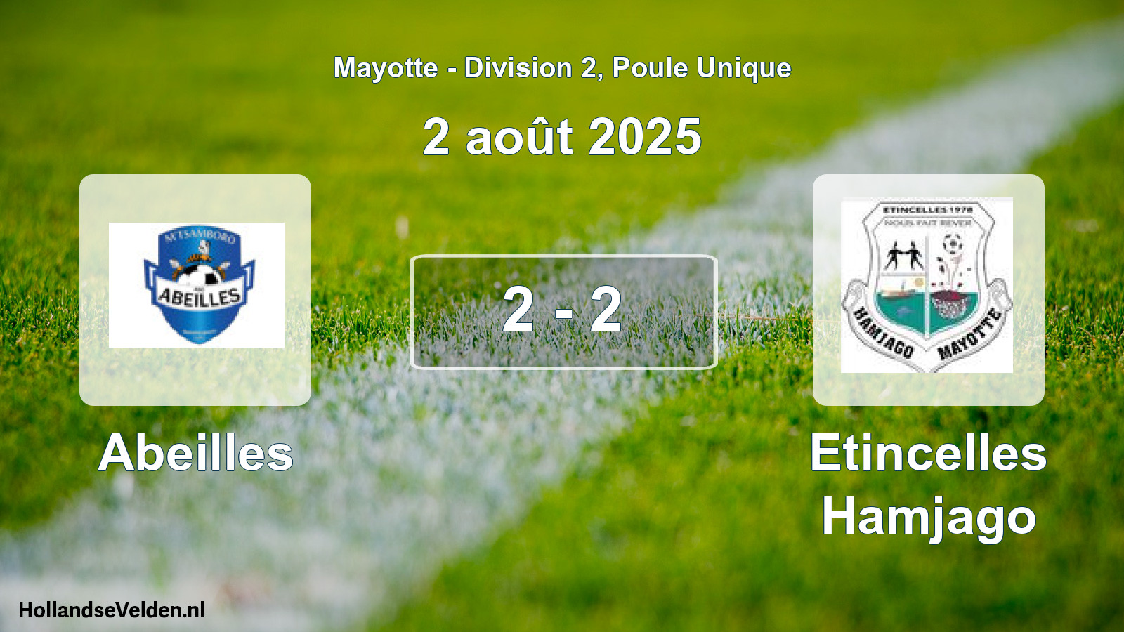 Match joué: Abeilles - Etincelles Hamjago 2 - 2 (2 août 2025)