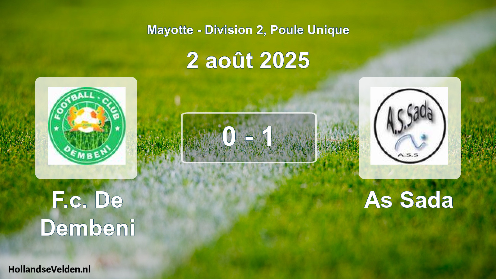 Match joué: F.c. De Dembeni - As Sada 0 - 1 (2 août 2025)