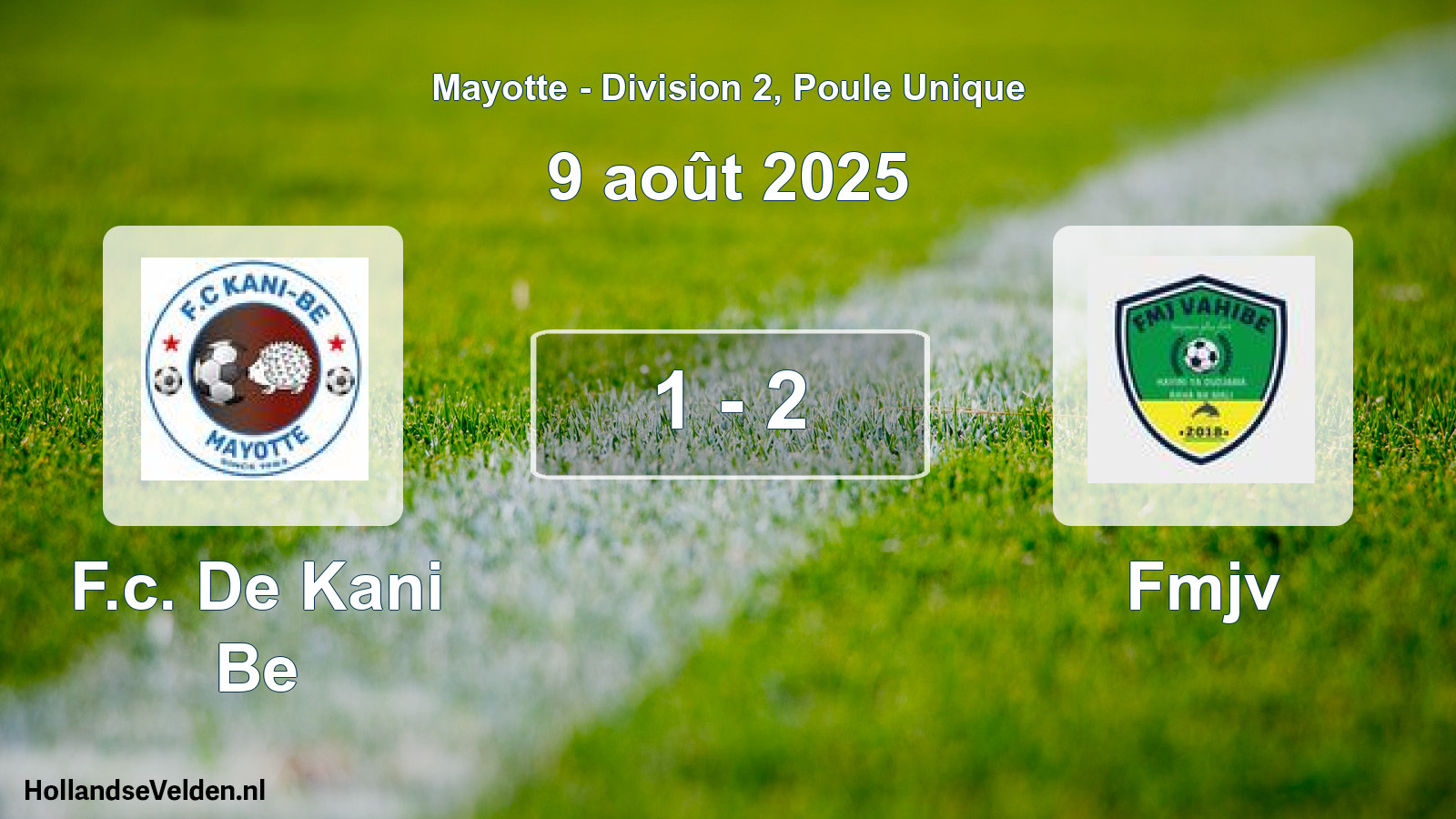 Total number of matches played: F.c. De Kani Be - Fmjv 1 - 2 (9 August 2025)