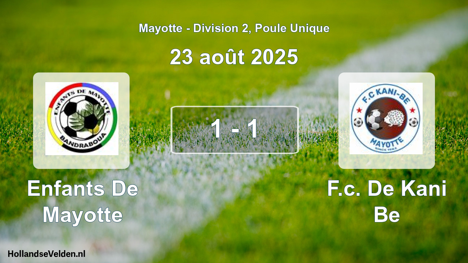 Total number of matches played: Enfants De Mayotte - F.c. De Kani Be 1 - 1 (23 August 2025)