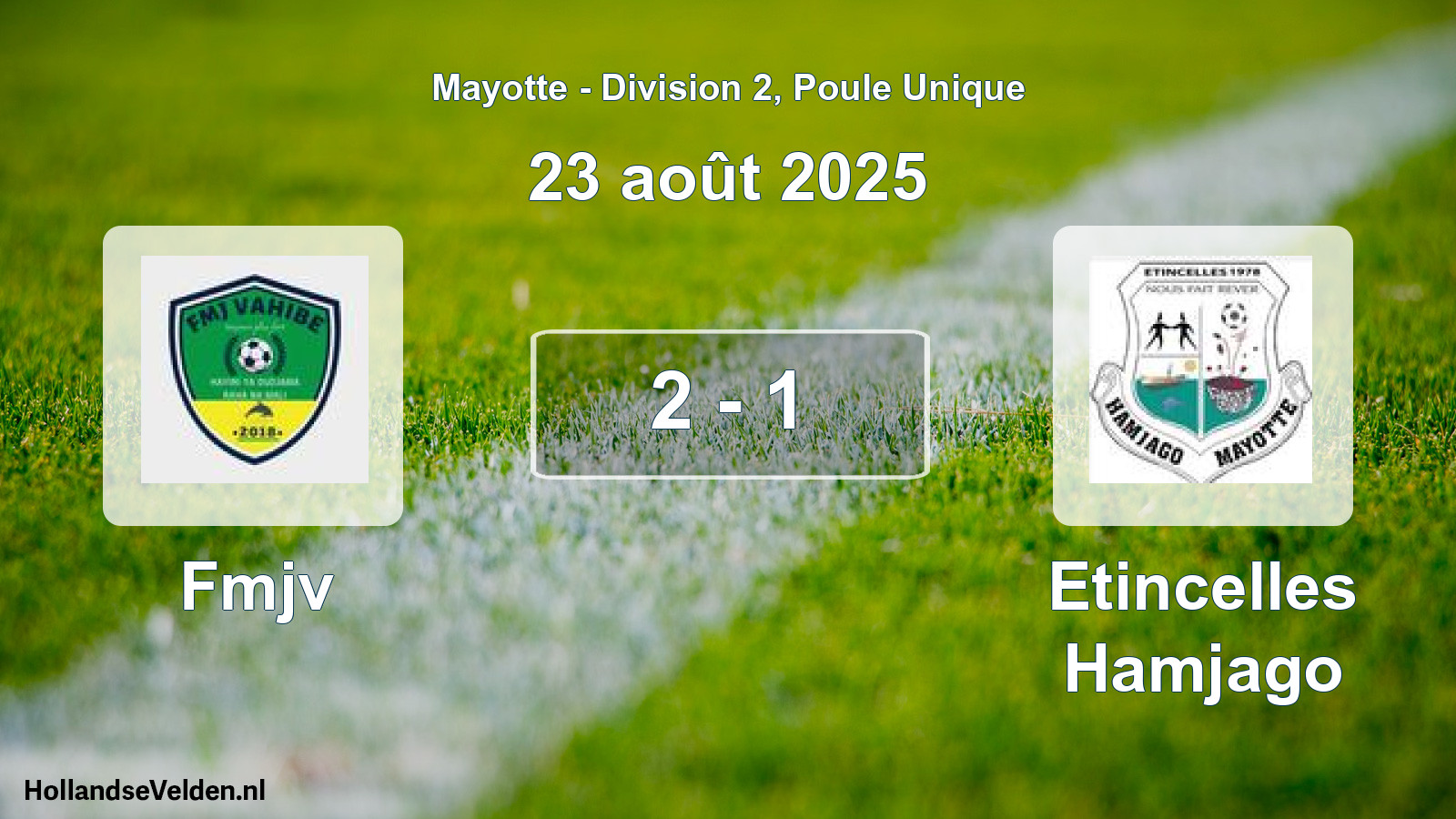 Total number of matches played: Fmjv - Etincelles Hamjago 2 - 1 (23 August 2025)