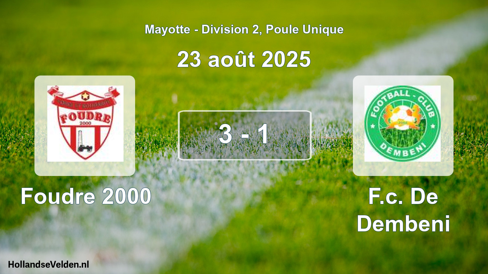 Total number of matches played: Foudre 2000 - F.c. De Dembeni 3 - 1 (23 August 2025)