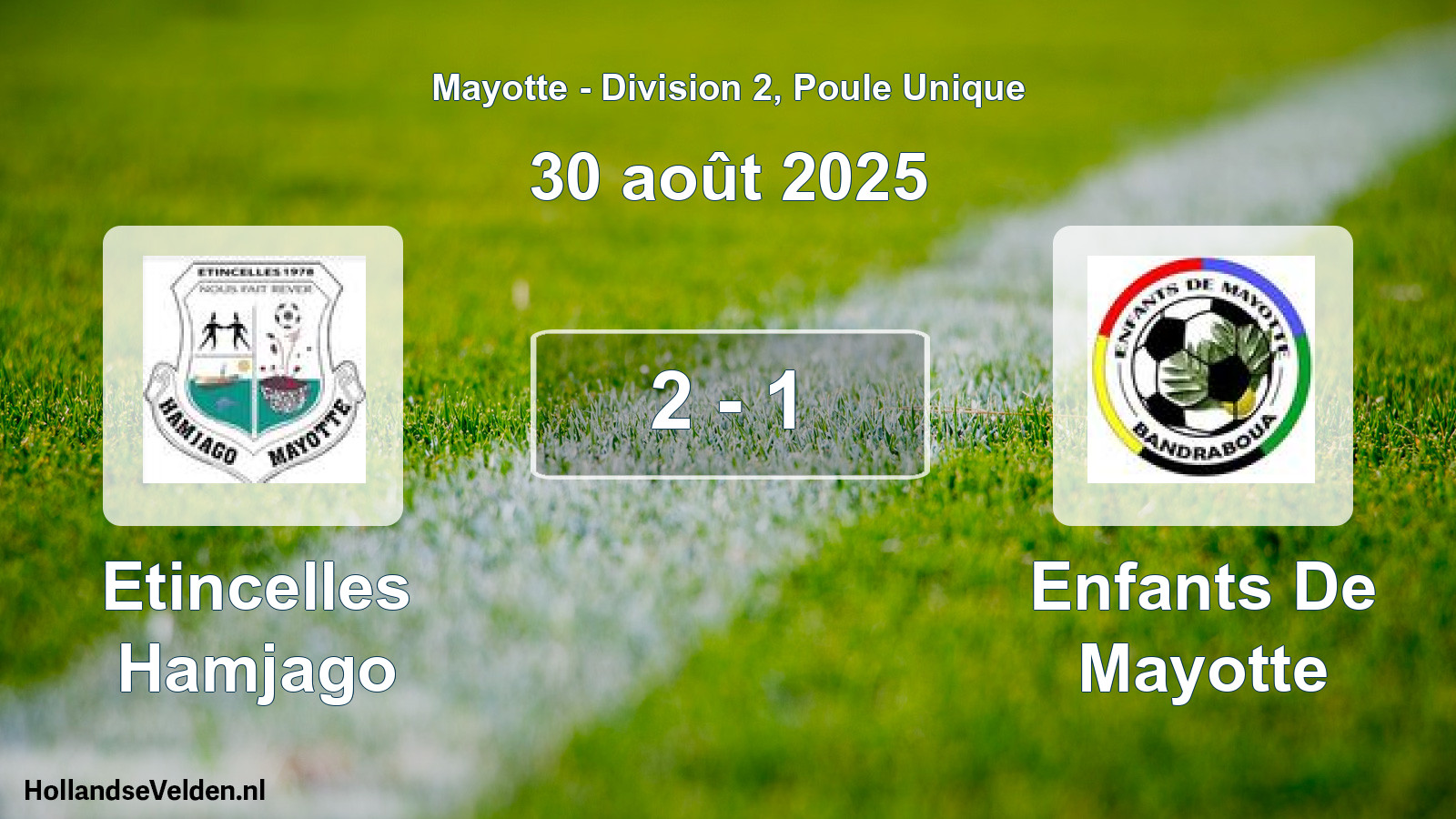 Gespeelde wedstrijd: Etincelles Hamjago - Enfants De Mayotte 2 - 1 (30 augustus 2025)