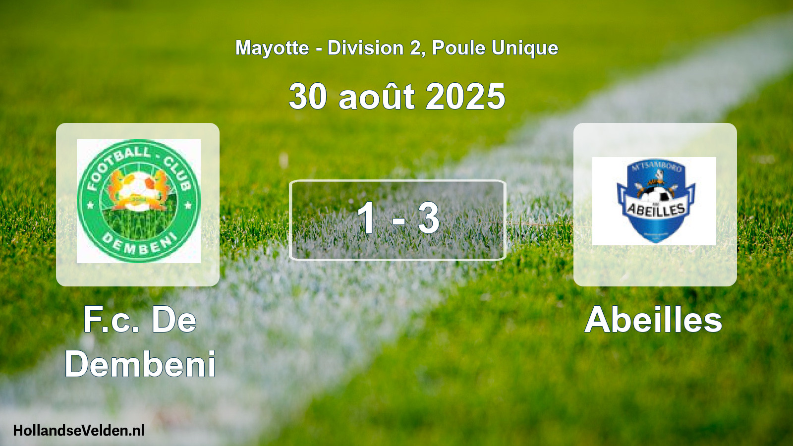 Match joué: F.c. De Dembeni - Abeilles 1 - 3 (30 août 2025)