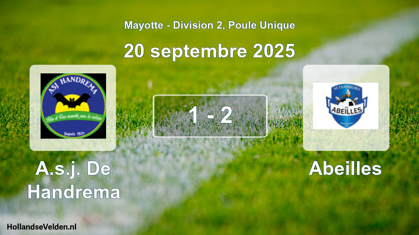 Gespeelde wedstrijd: A.s.j. De Handrema - Abeilles 1 - 2 (20 september 2025)