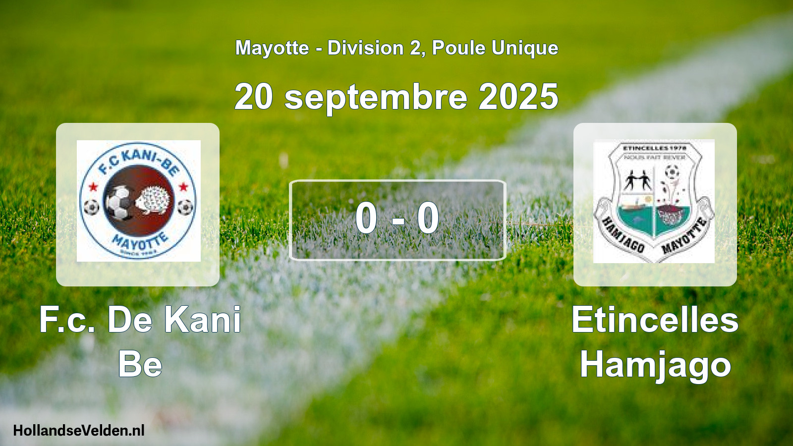 Match joué: F.c. De Kani Be - Etincelles Hamjago 0 - 0 (20 septembre 2025)