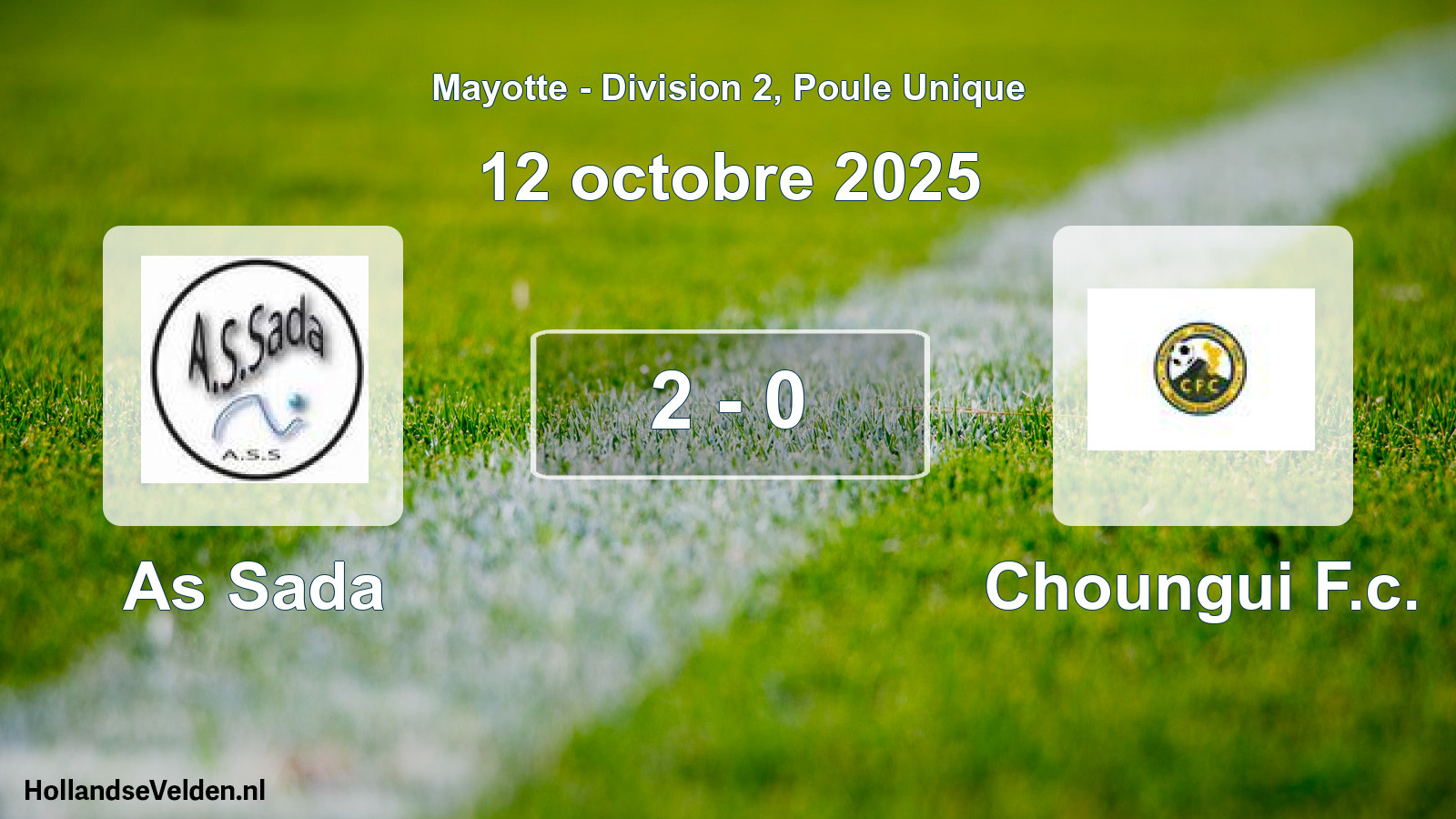 Match joué: As Sada - Choungui F.c. 2 - 0 (12 octobre 2025)
