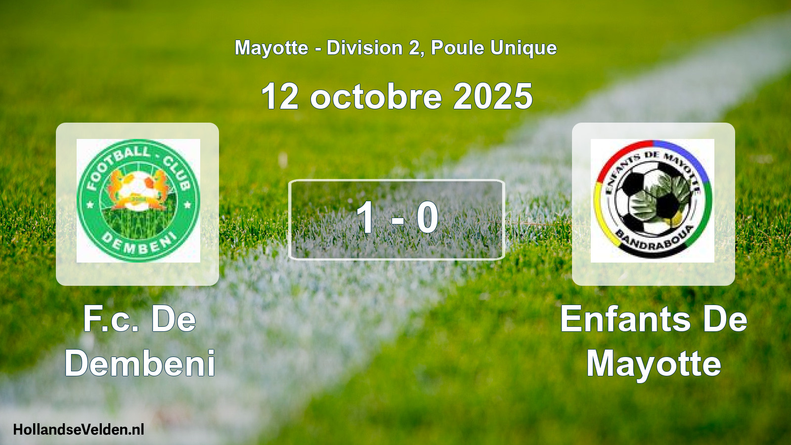 Gespeelde wedstrijd: F.c. De Dembeni - Enfants De Mayotte 1 - 0 (12 oktober 2025)