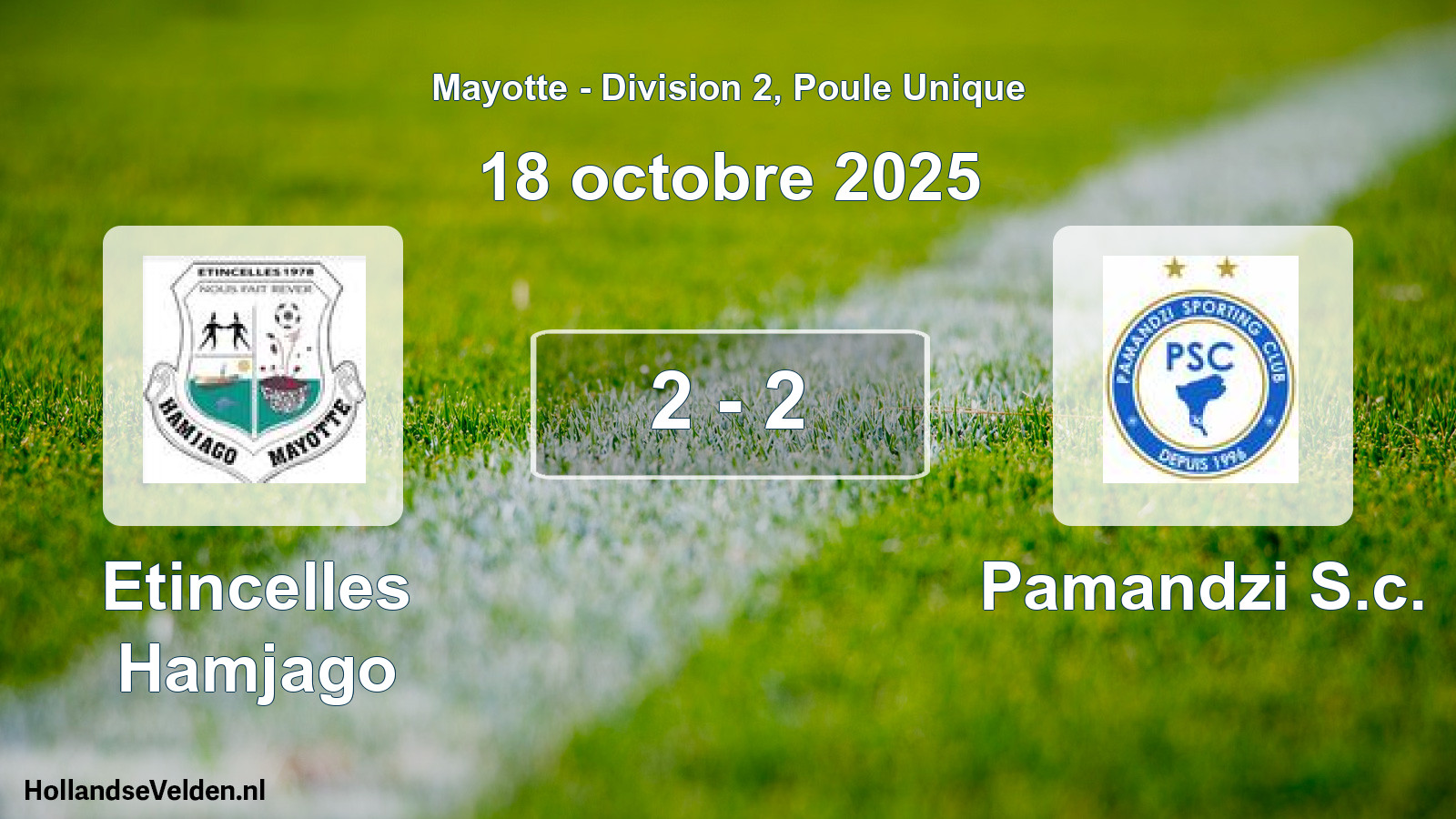 Match joué: Etincelles Hamjago - Pamandzi S.c. 2 - 2 (18 octobre 2025)