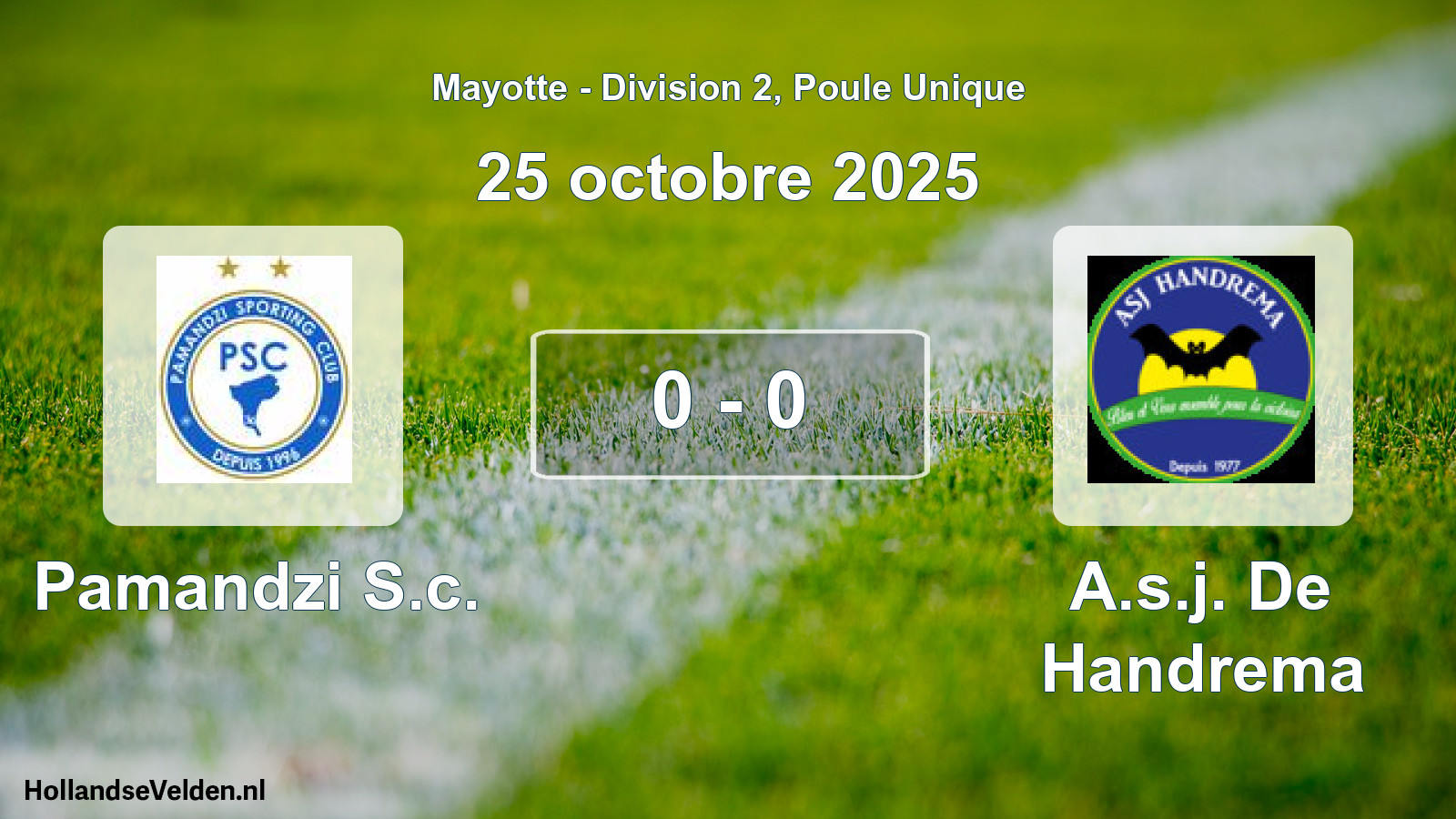 Total number of matches played: Pamandzi S.c. - A.s.j. De Handrema 0 - 0 (25 October 2025)