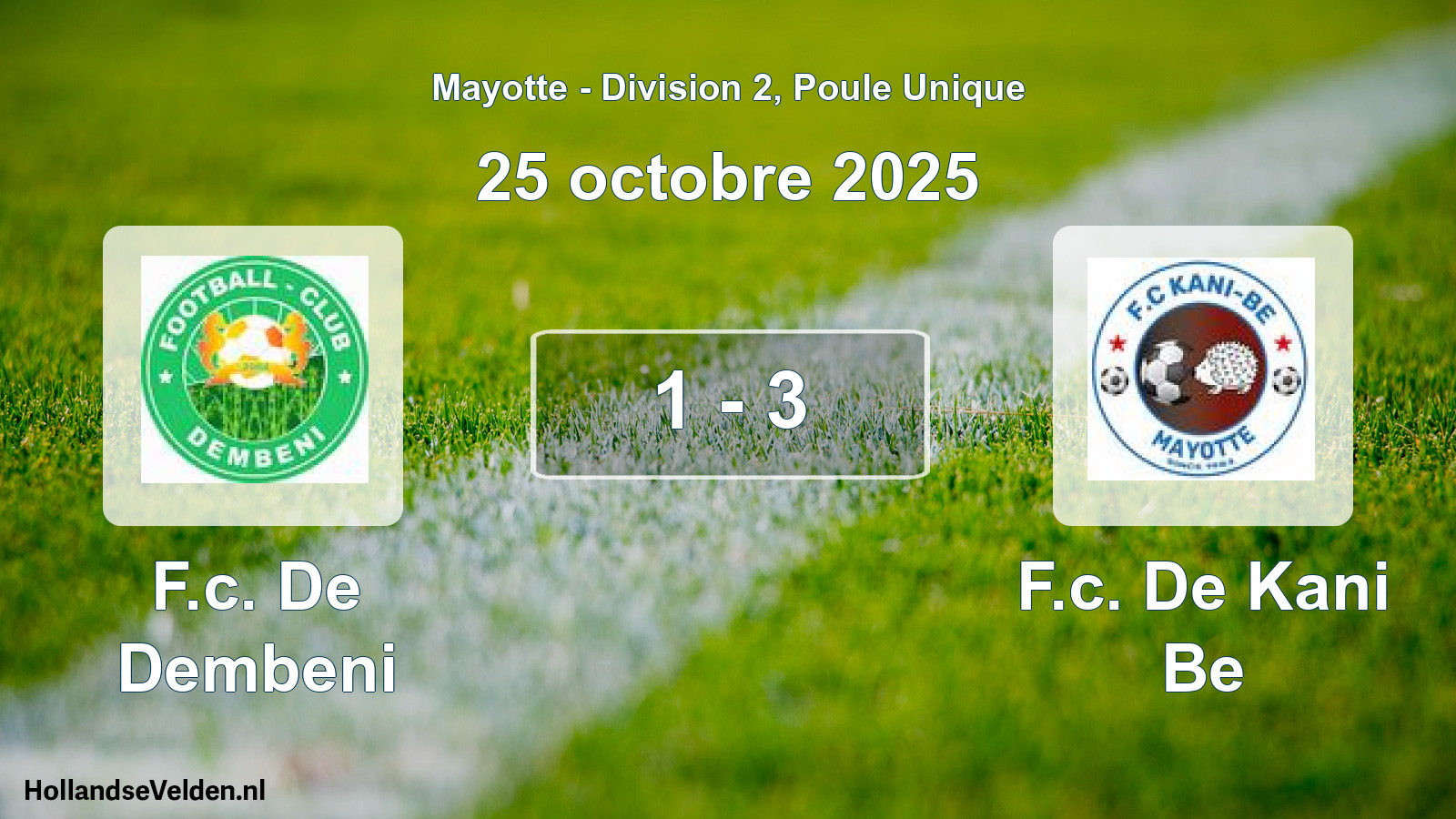 Total number of matches played: F.c. De Dembeni - F.c. De Kani Be 1 - 3 (25 October 2025)