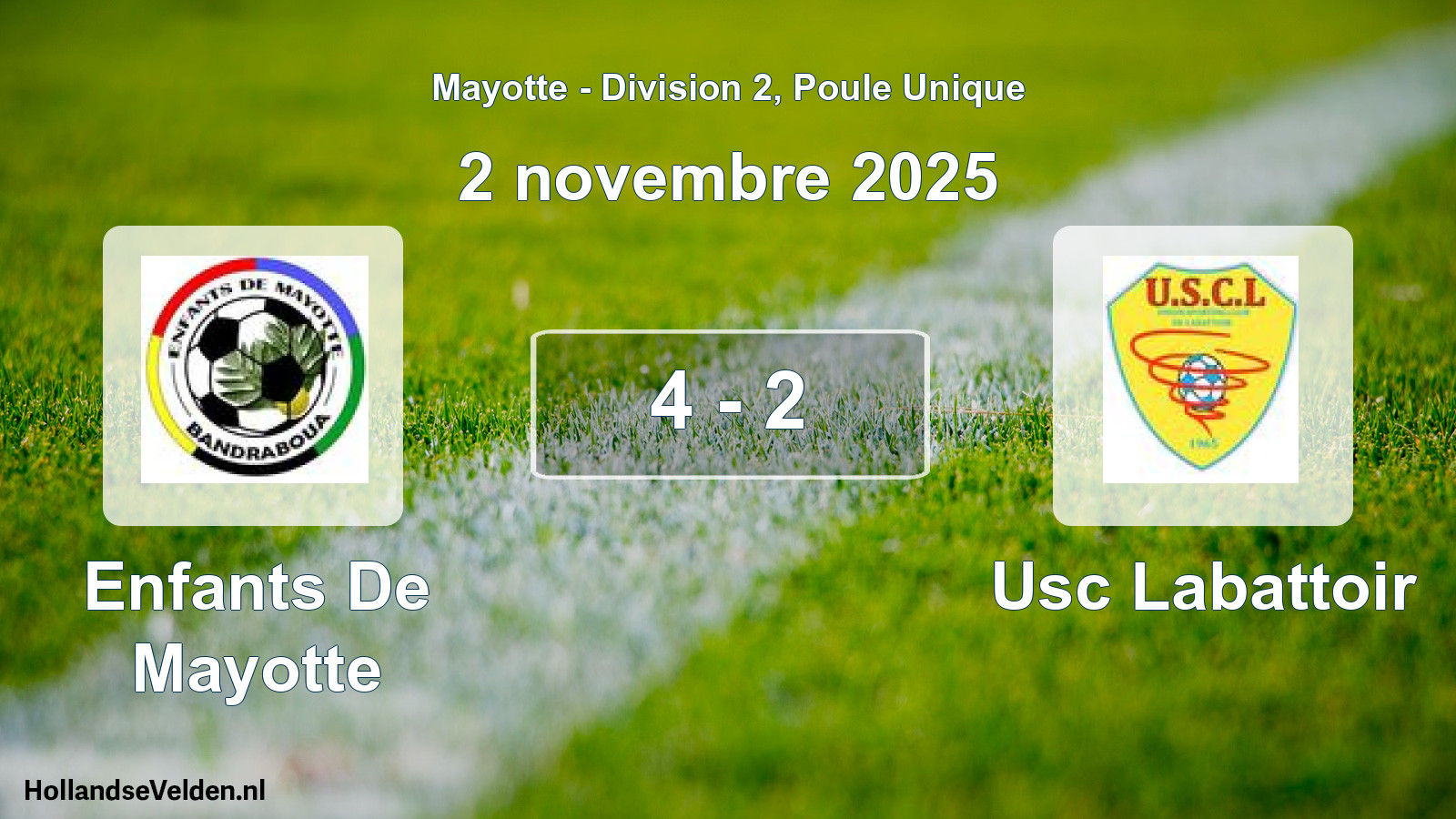 Match joué: Enfants De Mayotte - Usc Labattoir 4 - 2 (2 novembre 2025)