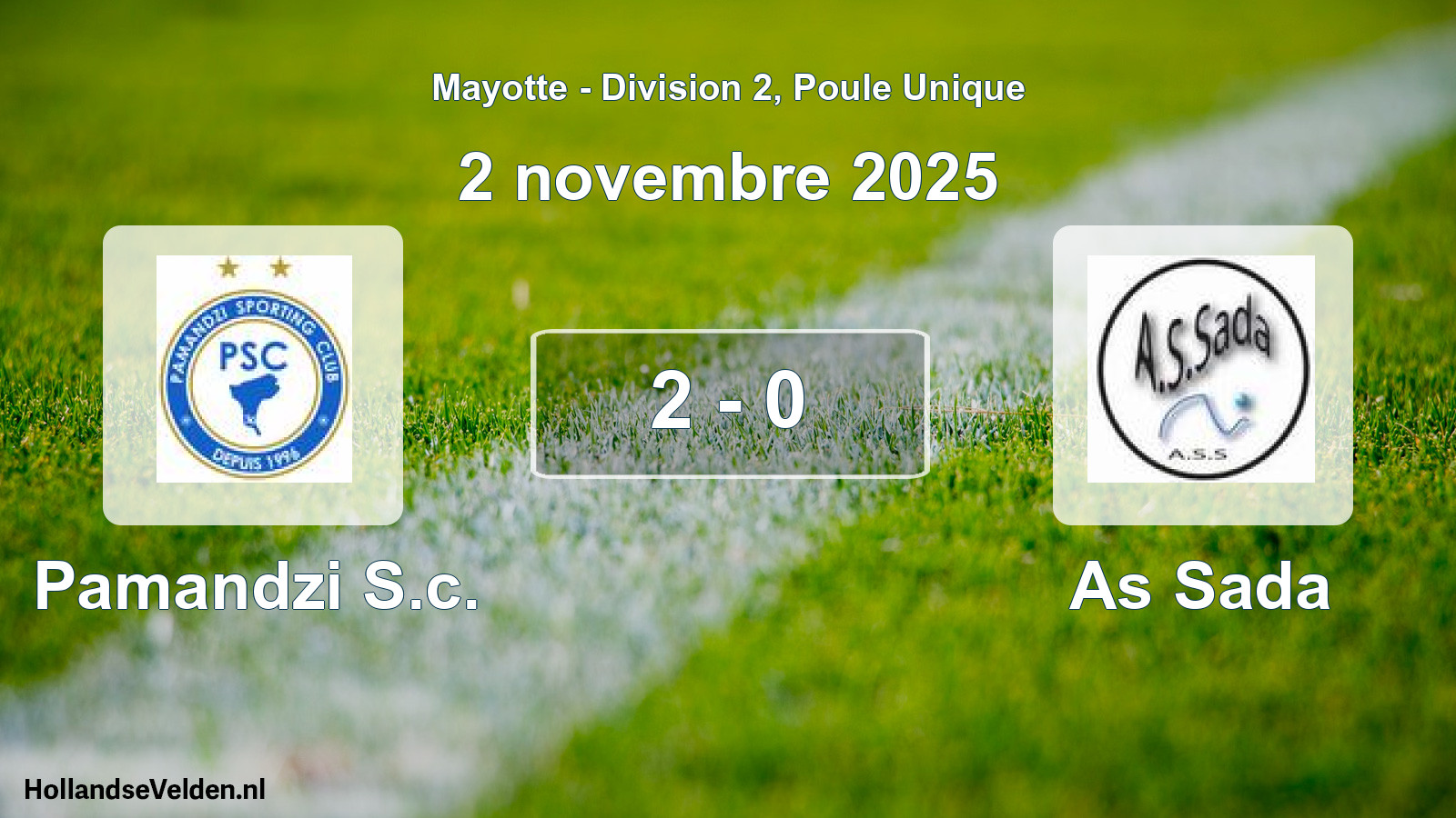 Match joué: Pamandzi S.c. - As Sada 2 - 0 (2 novembre 2025)