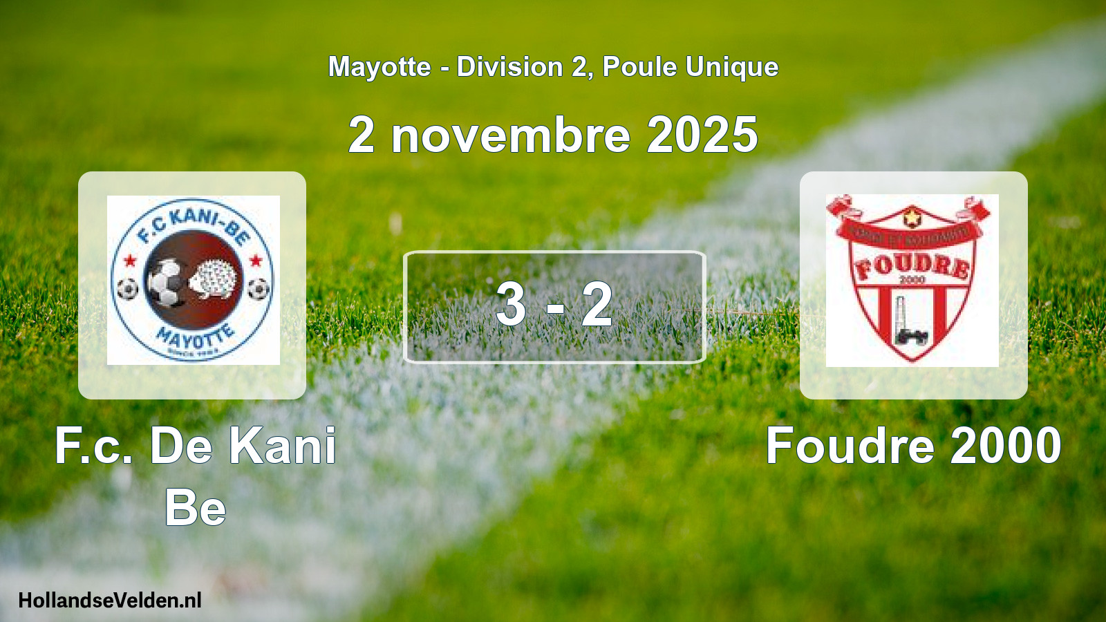 Match joué: F.c. De Kani Be - Foudre 2000 3 - 2 (2 novembre 2025)