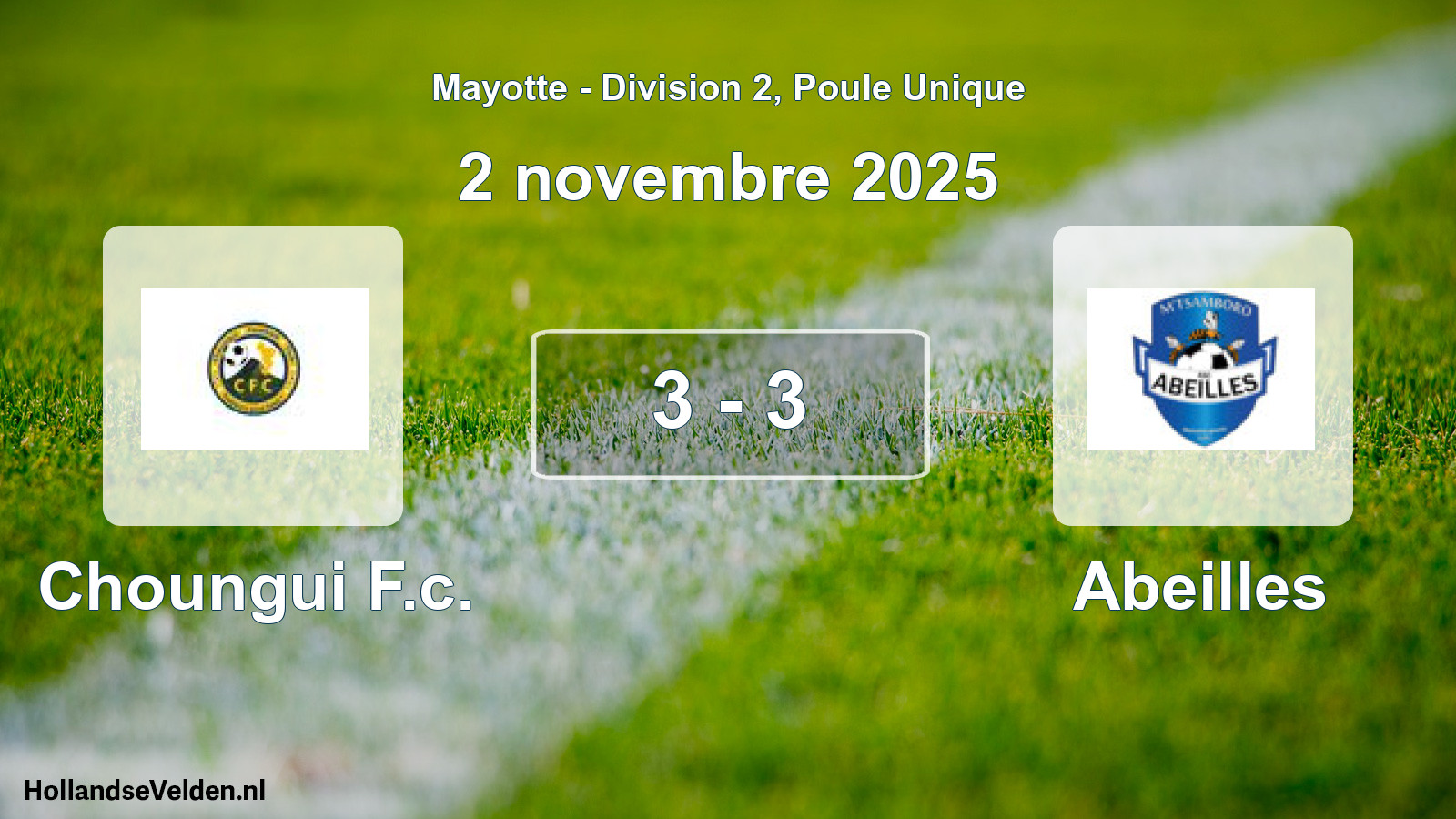Match joué: Choungui F.c. - Abeilles 3 - 3 (2 novembre 2025)