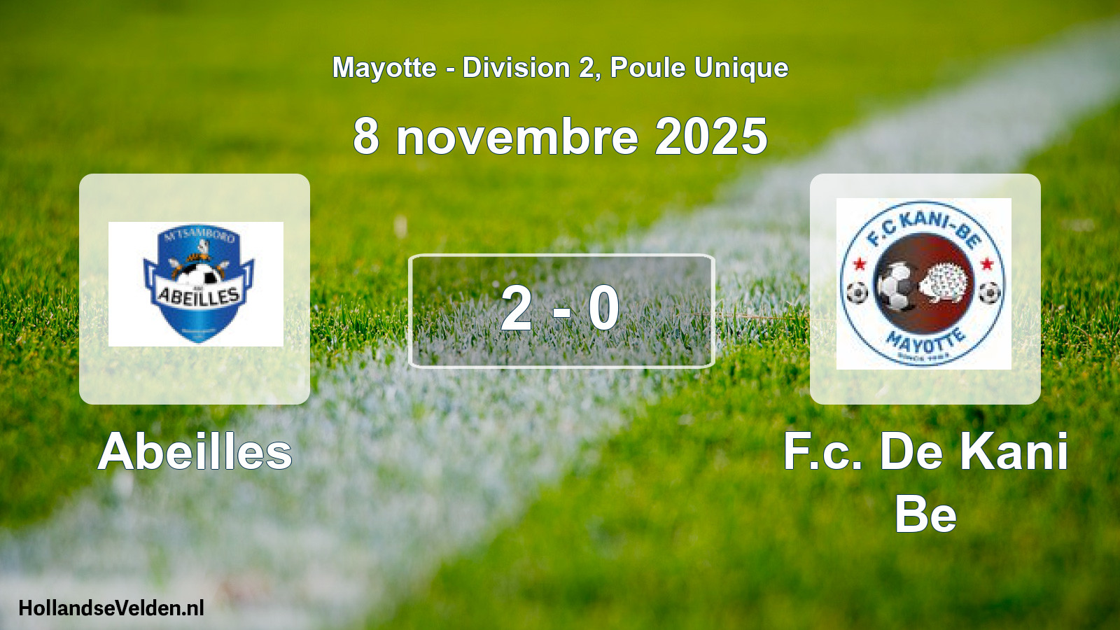 Total number of matches played: Abeilles - F.c. De Kani Be 2 - 0 (8 November 2025)