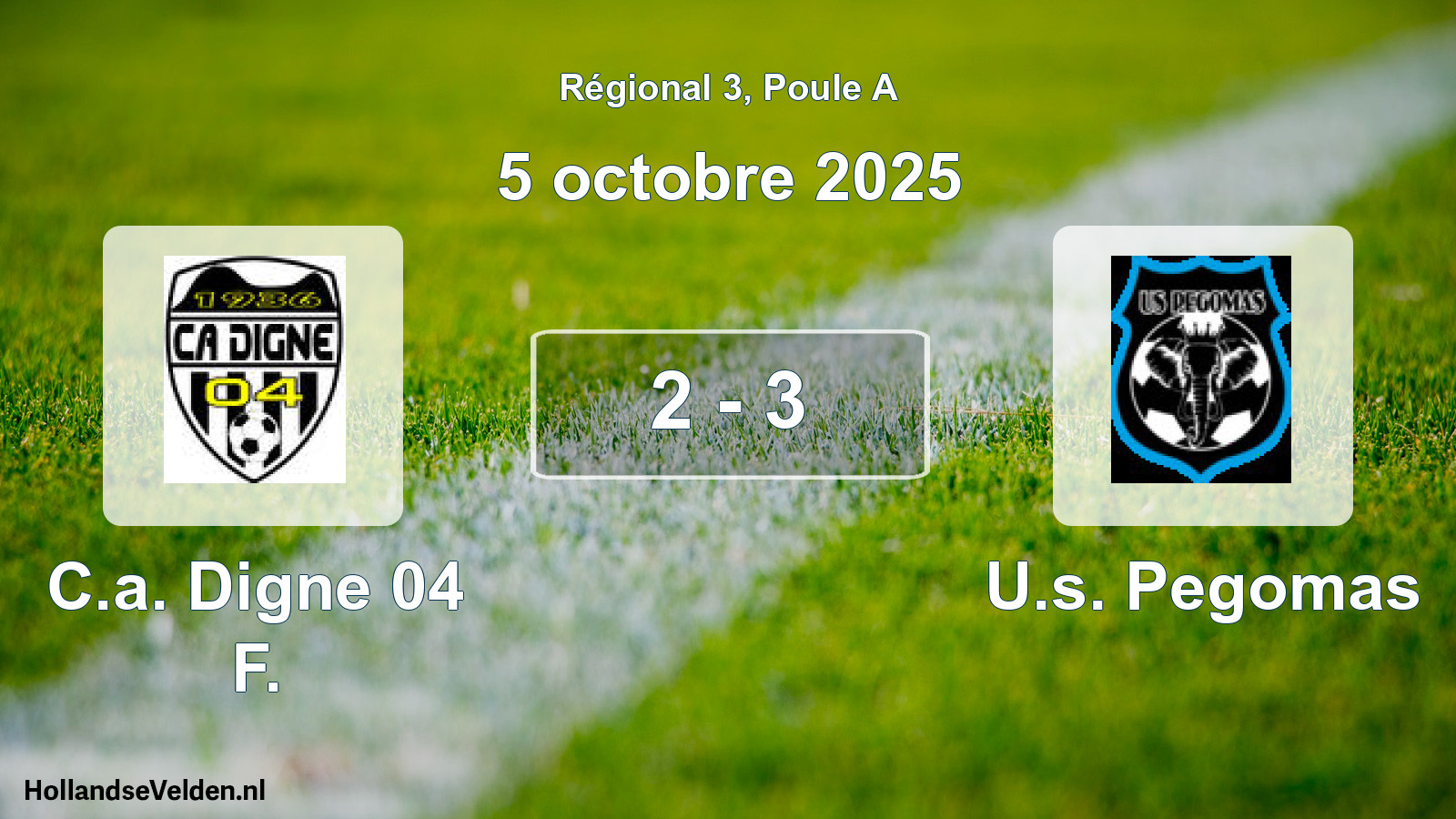 Total number of matches played: C.a. Digne 04 F. - U.s. Pegomas 2 - 3 (5 October 2025)