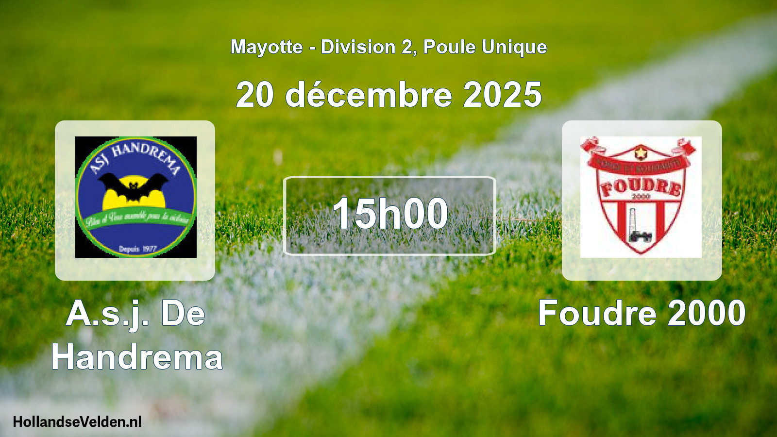 Match programmé: A.s.j. De Handrema - Foudre 2000 (20 décembre 2025)