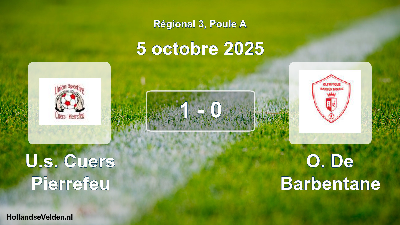 Total number of matches played: U.s. Cuers Pierrefeu - O. De Barbentane 1 - 0 (5 October 2025)