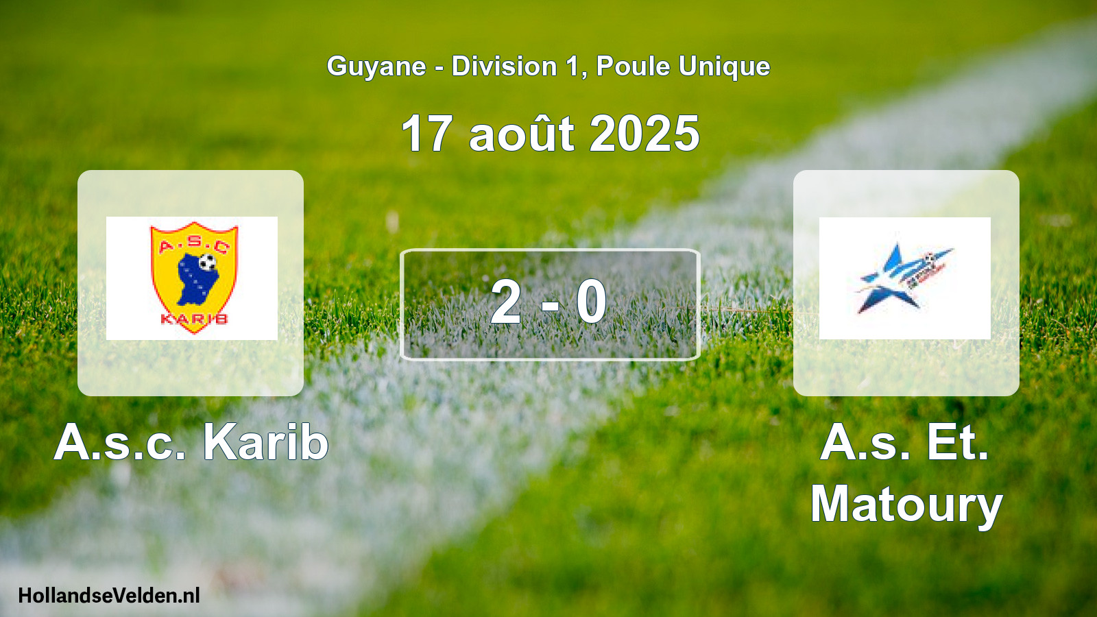Total number of matches played: A.s.c. Karib - A.s. Et. Matoury 2 - 0 (17 August 2025)