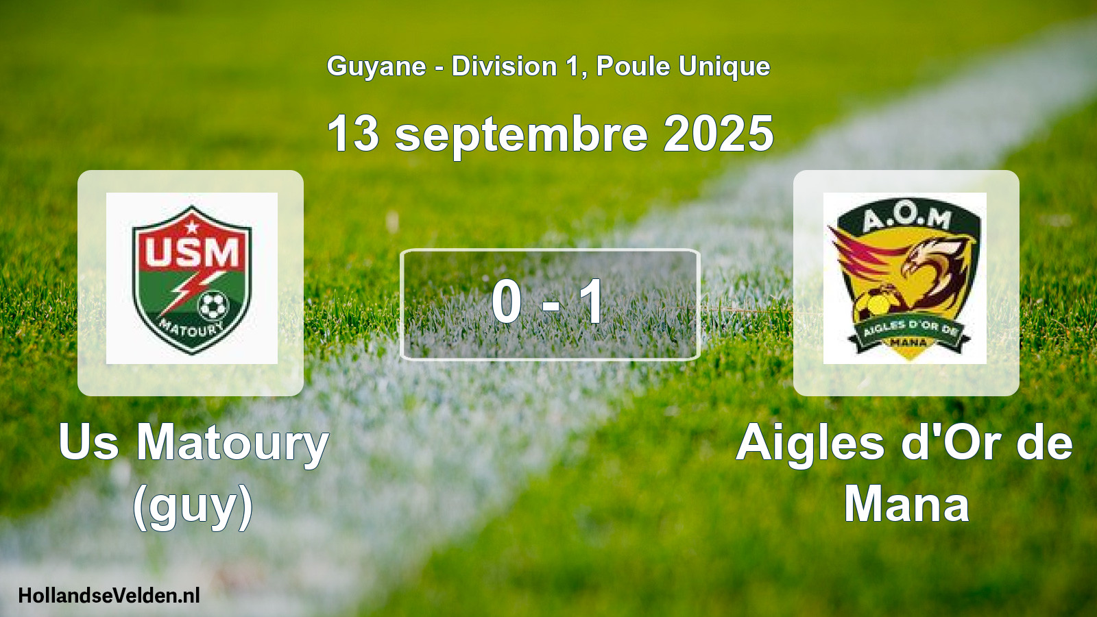 Total number of matches played: Us Matoury (guy) - Aigles d'Or de Mana 0 - 1 (13 September 2025)
