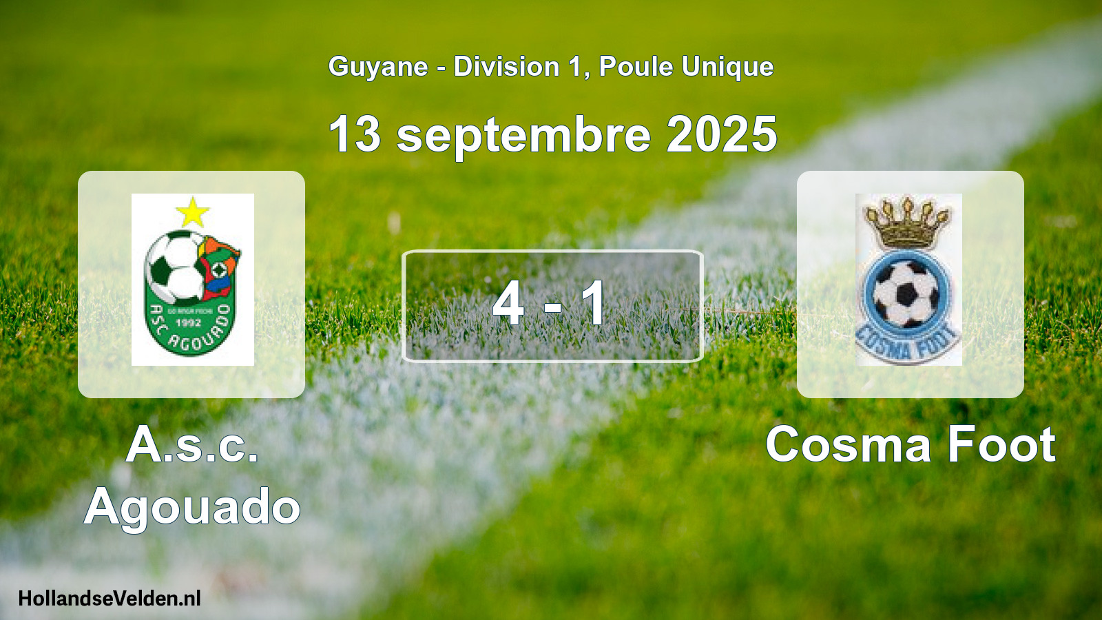 Total number of matches played: A.s.c. Agouado - Cosma Foot 4 - 1 (13 September 2025)