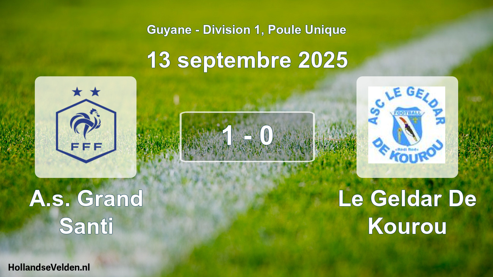 Match joué: A.s. Grand Santi - Le Geldar De Kourou 1 - 0 (13 septembre 2025)