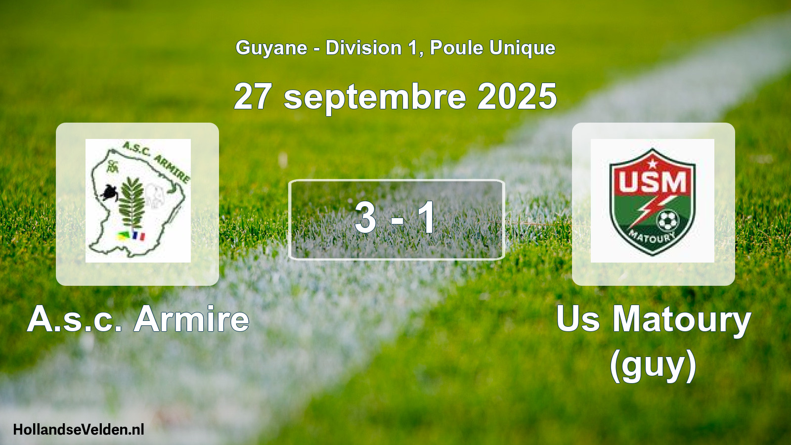 Gespeelde wedstrijd: A.s.c. Armire - Us Matoury (guy) 3 - 1 (27 september 2025)