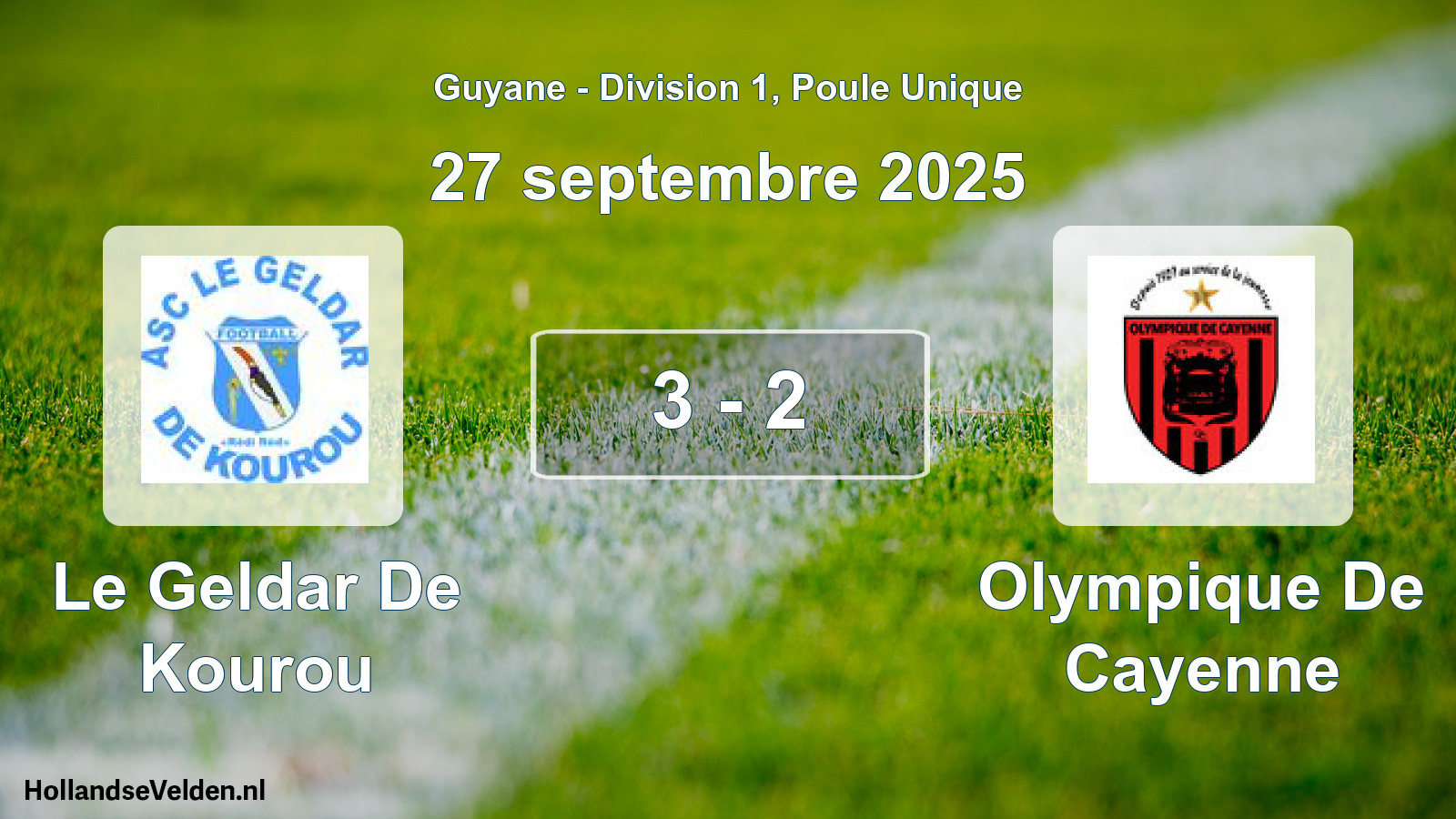 Gespeelde wedstrijd: Le Geldar De Kourou - Olympique De Cayenne 3 - 2 (27 september 2025)