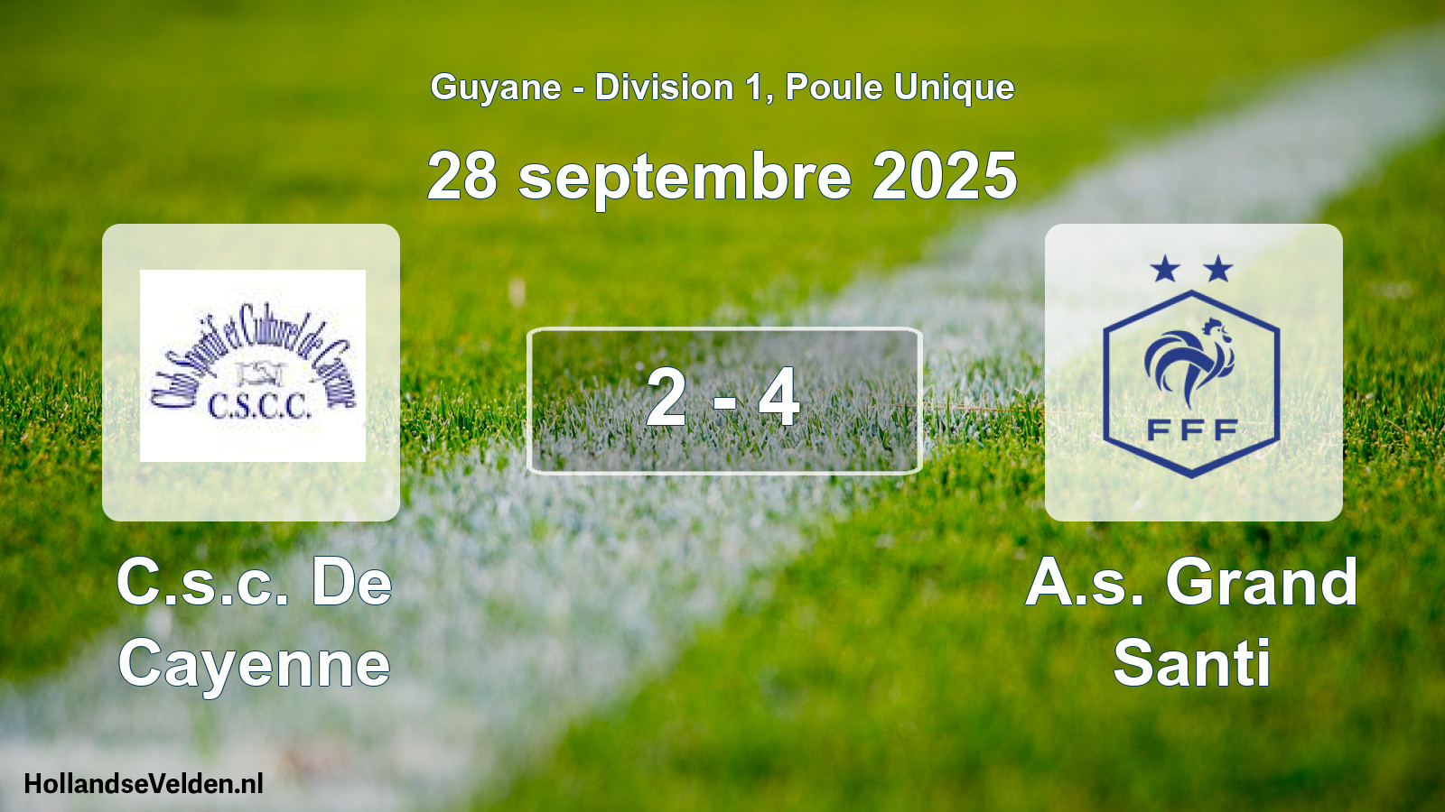 Match joué: C.s.c. De Cayenne - A.s. Grand Santi 2 - 4 (28 septembre 2025)