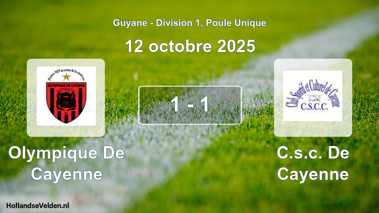 Match joué: Olympique De Cayenne - C.s.c. De Cayenne 1 - 1 (12 octobre 2025)