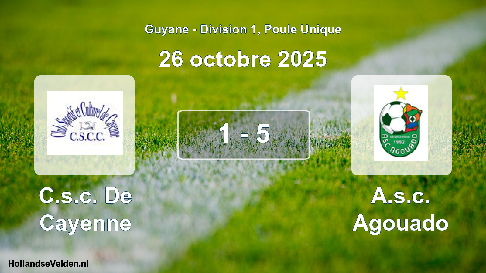 Total number of matches played: C.s.c. De Cayenne - A.s.c. Agouado 1 - 5 (26 October 2025)