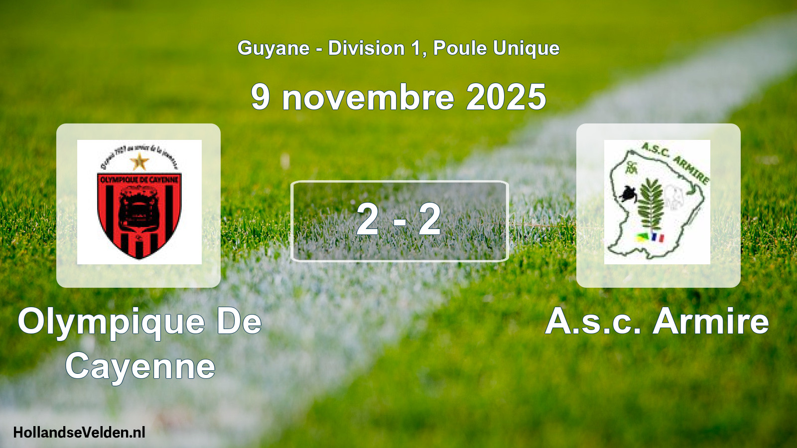 Total number of matches played: Olympique De Cayenne - A.s.c. Armire 2 - 2 (9 November 2025)