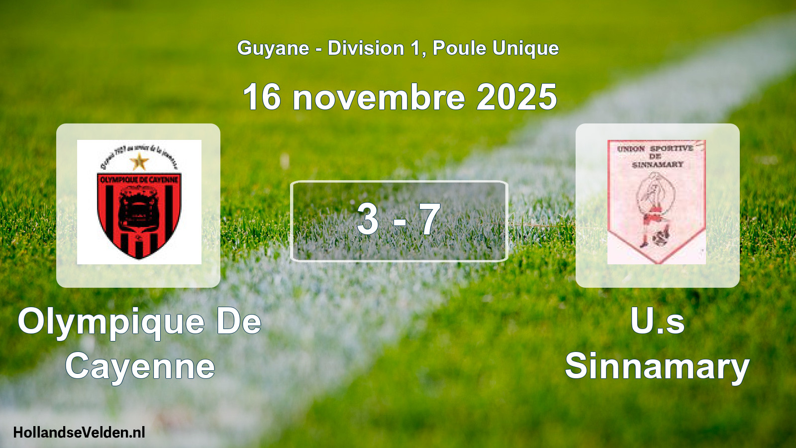Gespeelde wedstrijd: Olympique De Cayenne - U.s Sinnamary 3 - 7 (16 november 2025)