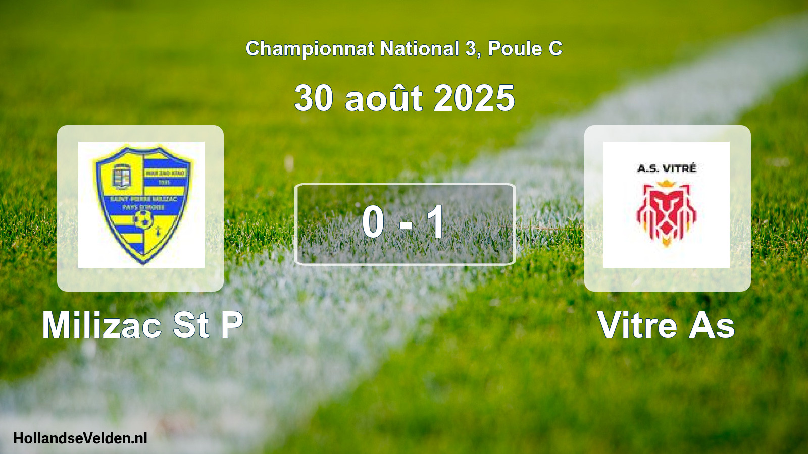Gespeelde wedstrijd: Milizac St P - Vitre As 0 - 1 (30 août 2025)