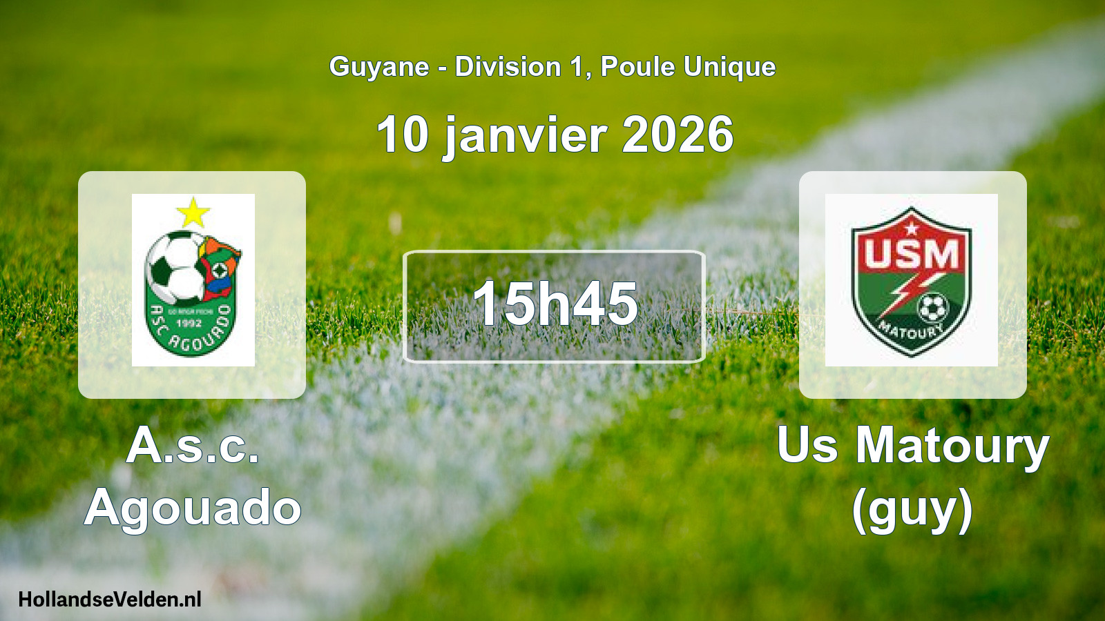 Match programmé: A.s.c. Agouado - Us Matoury (guy) (10 janvier 2026)