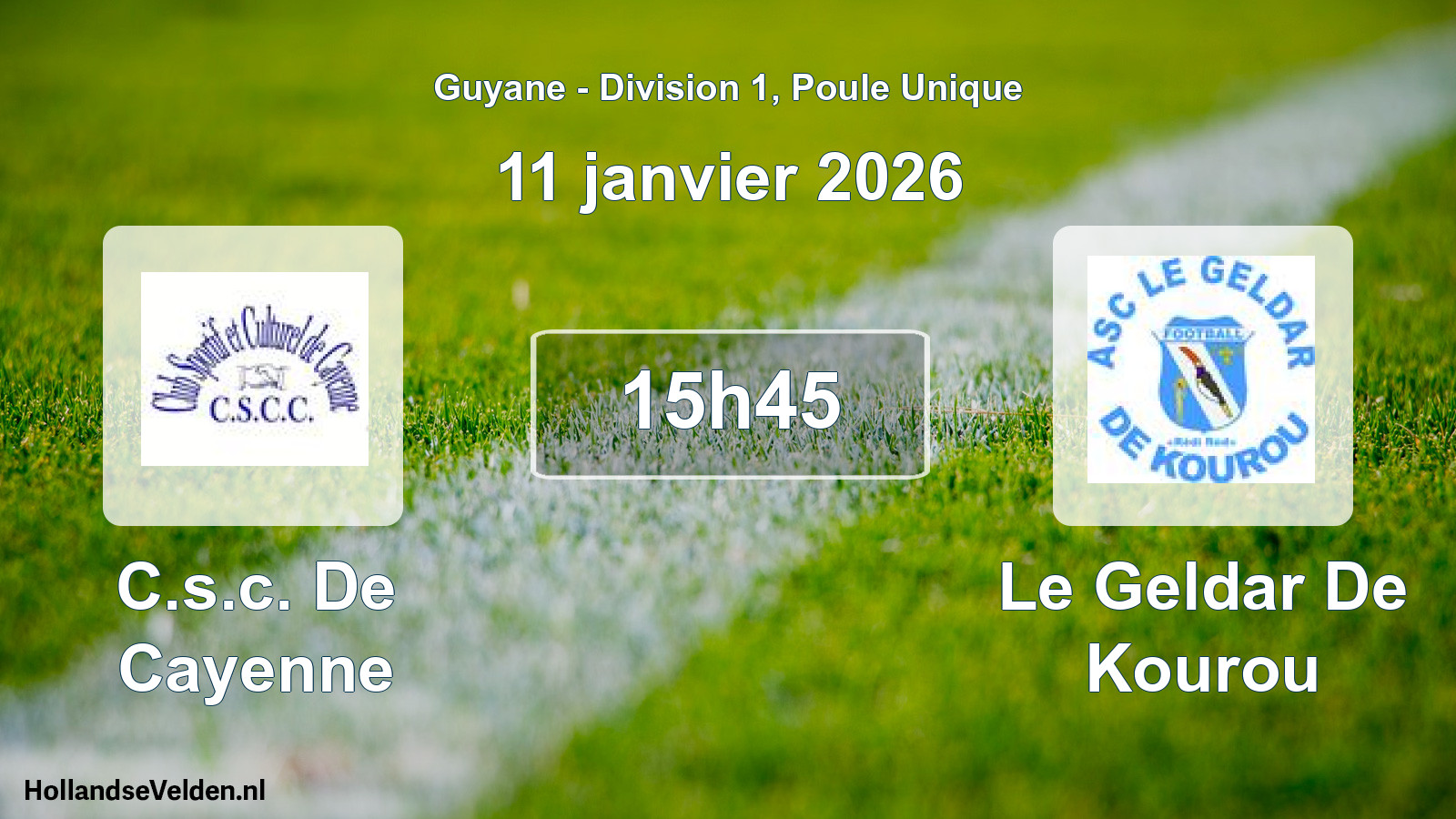 Match programmé: C.s.c. De Cayenne - Le Geldar De Kourou (11 janvier 2026)