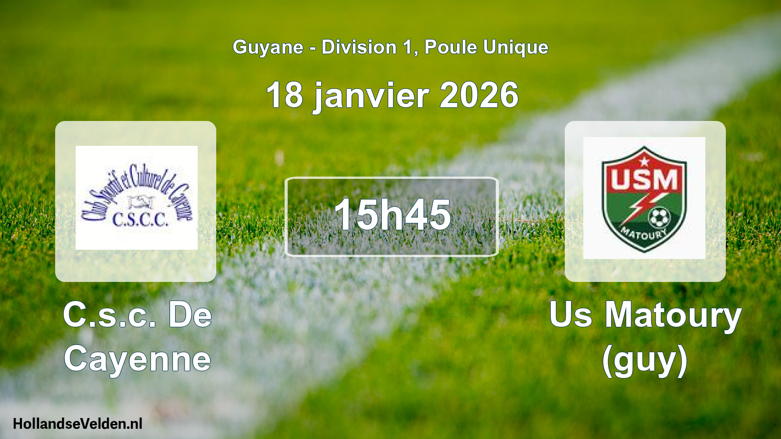 Match programmé: C.s.c. De Cayenne - Us Matoury (guy) (18 janvier 2026)