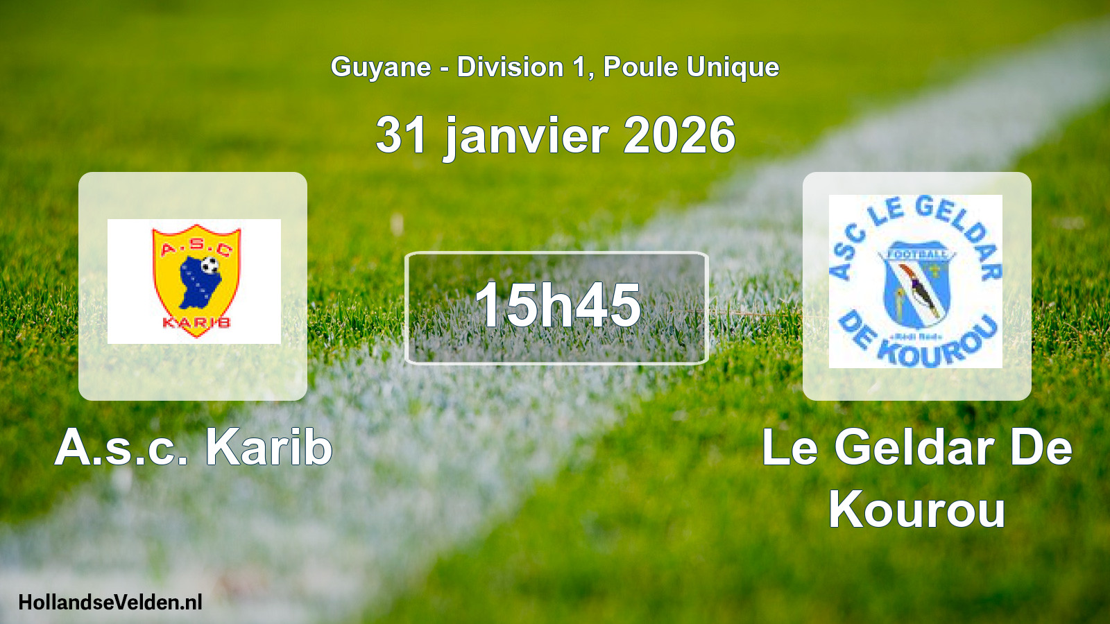 Match programmé: A.s.c. Karib - Le Geldar De Kourou (31 janvier 2026)