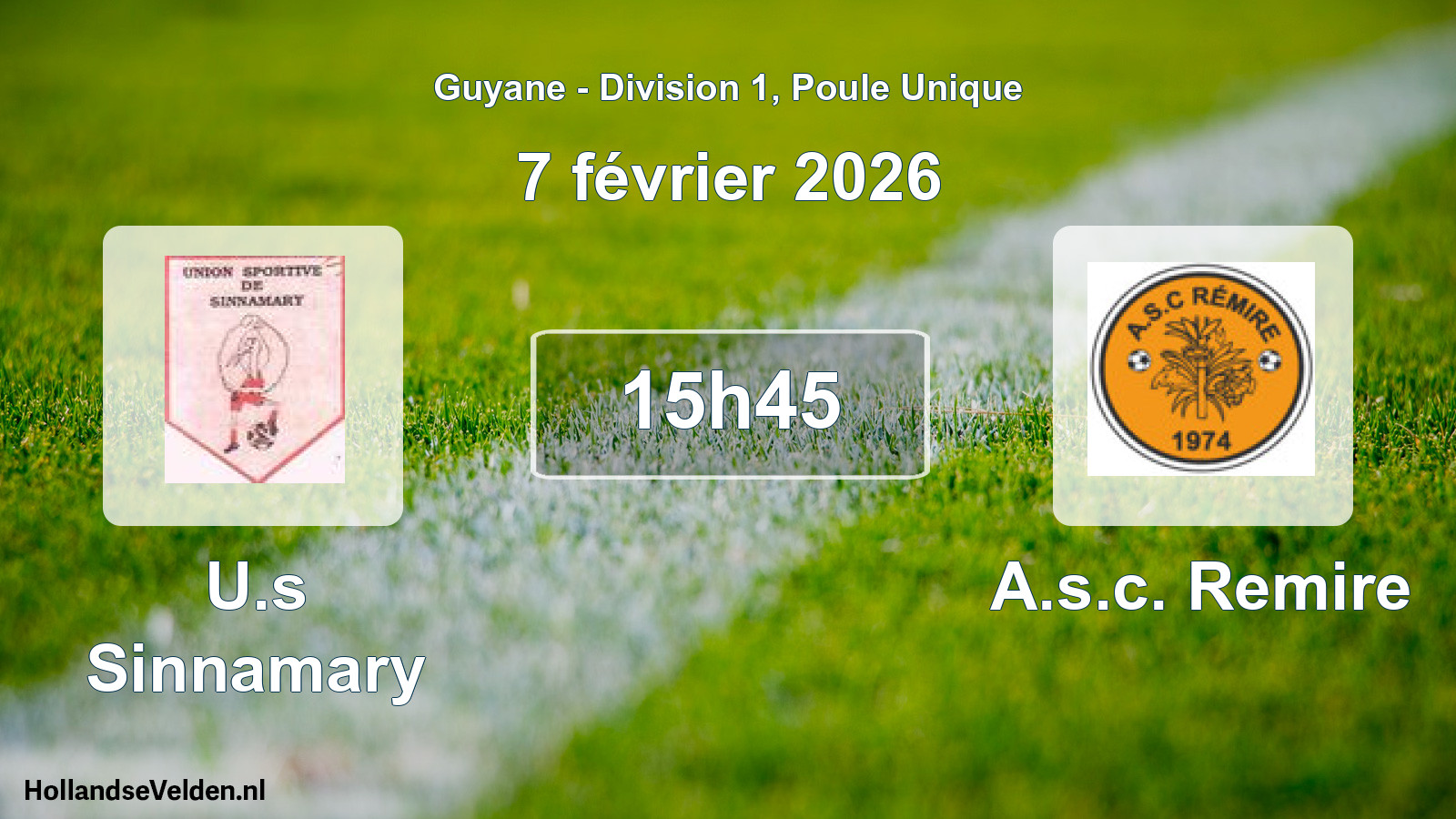 Match programmé: U.s Sinnamary - A.s.c. Remire (7 février 2026)