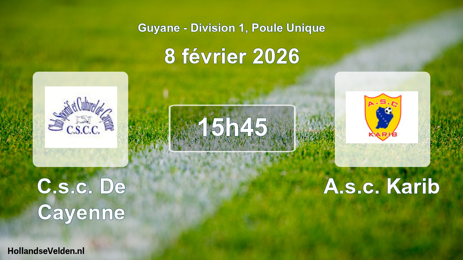 Match programmé: C.s.c. De Cayenne - A.s.c. Karib (8 février 2026)