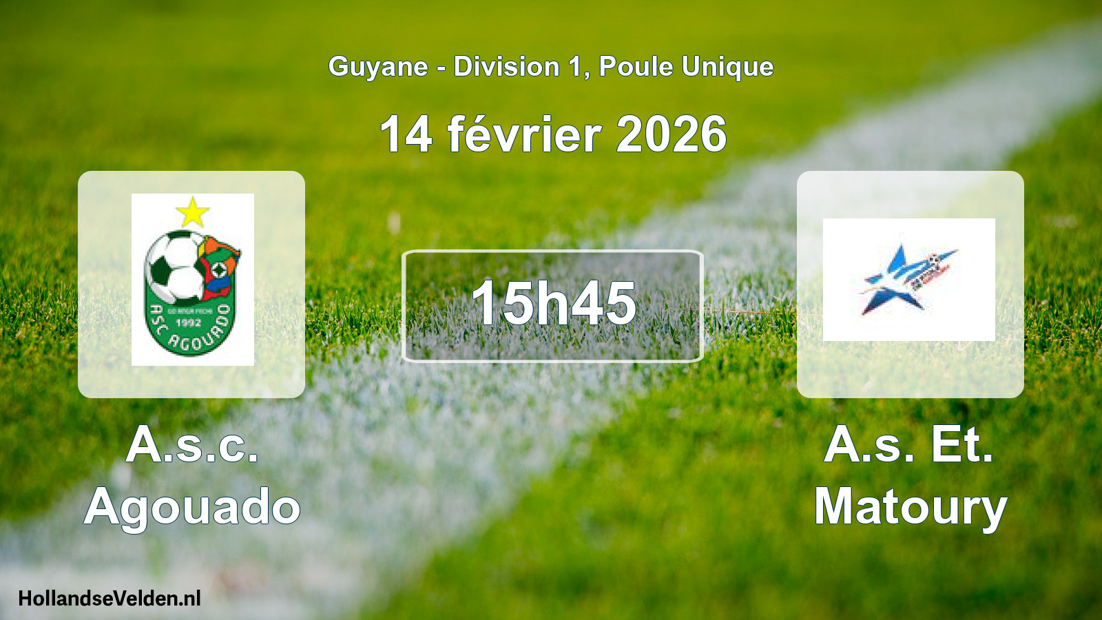 Match programmé: A.s.c. Agouado - A.s. Et. Matoury (14 février 2026)
