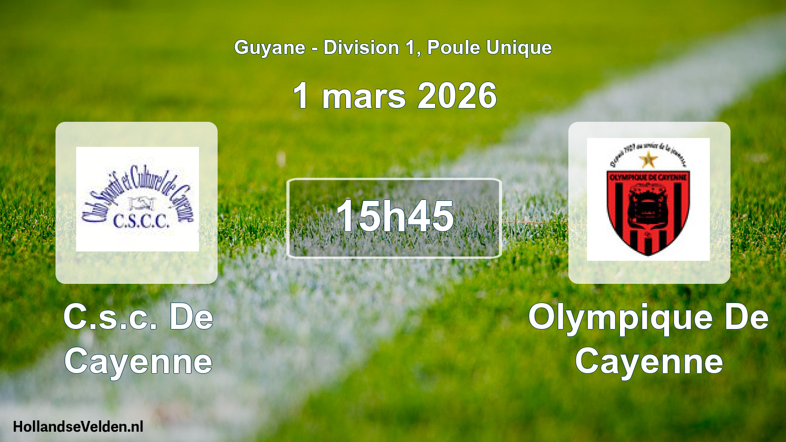Match programmé: C.s.c. De Cayenne - Olympique De Cayenne (1 mars 2026)