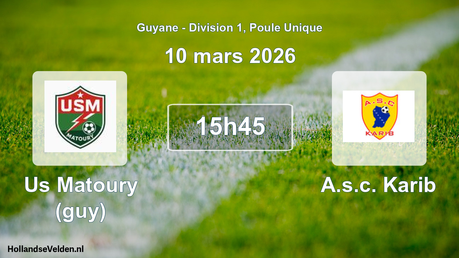 Match programmé: Us Matoury (guy) - A.s.c. Karib (10 mars 2026)