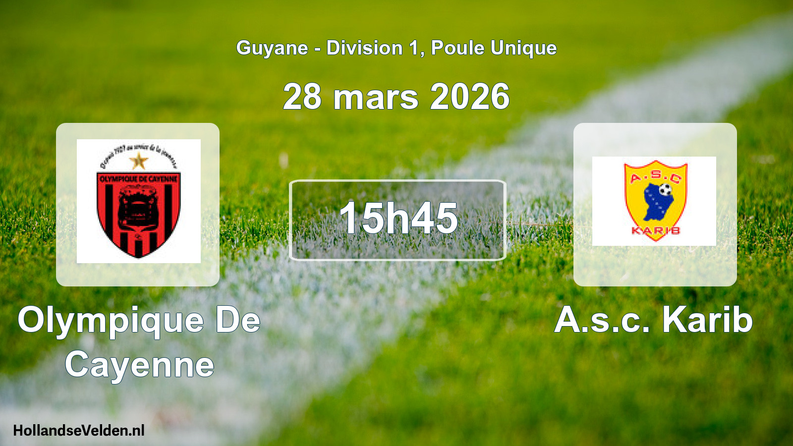 Match programmé: Olympique De Cayenne - A.s.c. Karib (28 mars 2026)