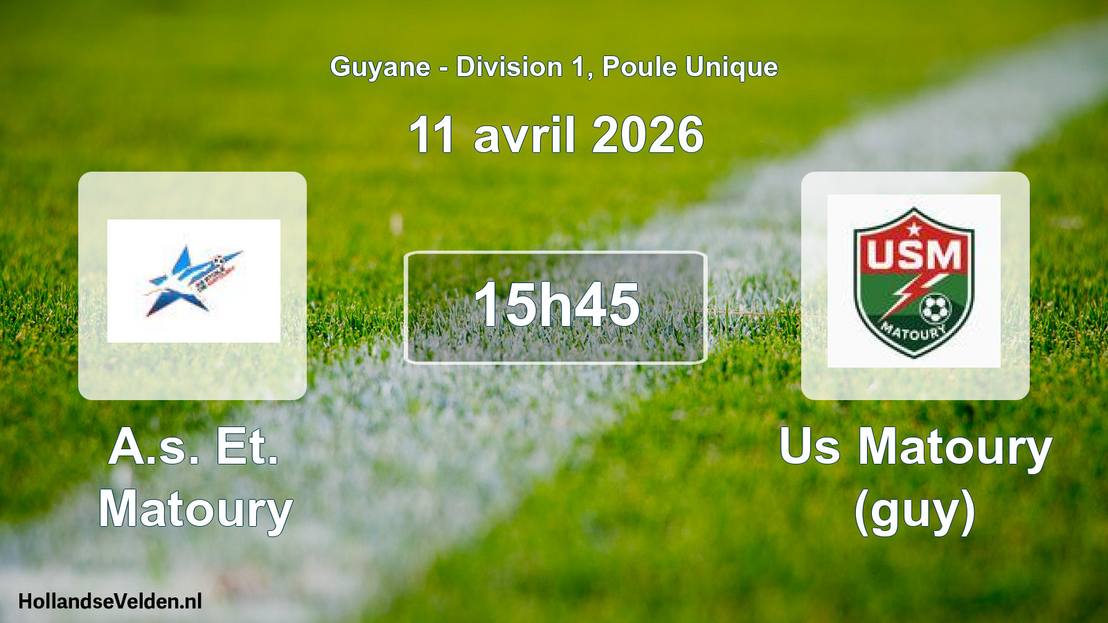 Match programmé: A.s. Et. Matoury - Us Matoury (guy) (11 avril 2026)