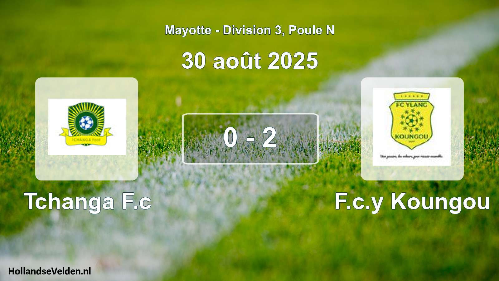 Match joué: Tchanga F.c - F.c.y Koungou 0 - 2 (30 août 2025)