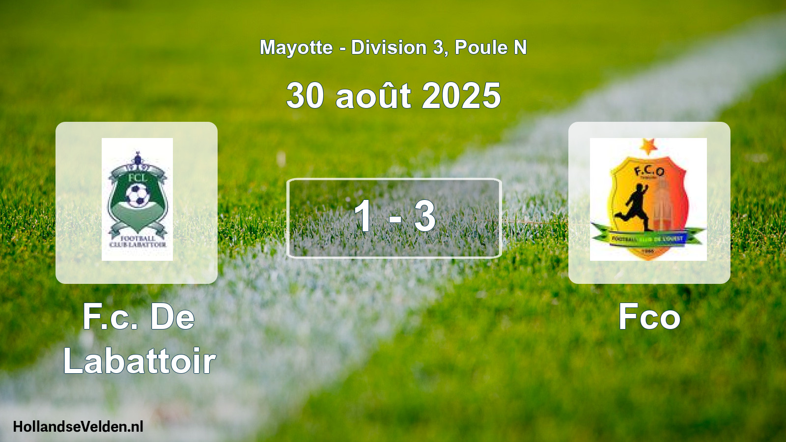 Match joué: F.c. De Labattoir - Fco 1 - 3 (30 août 2025)