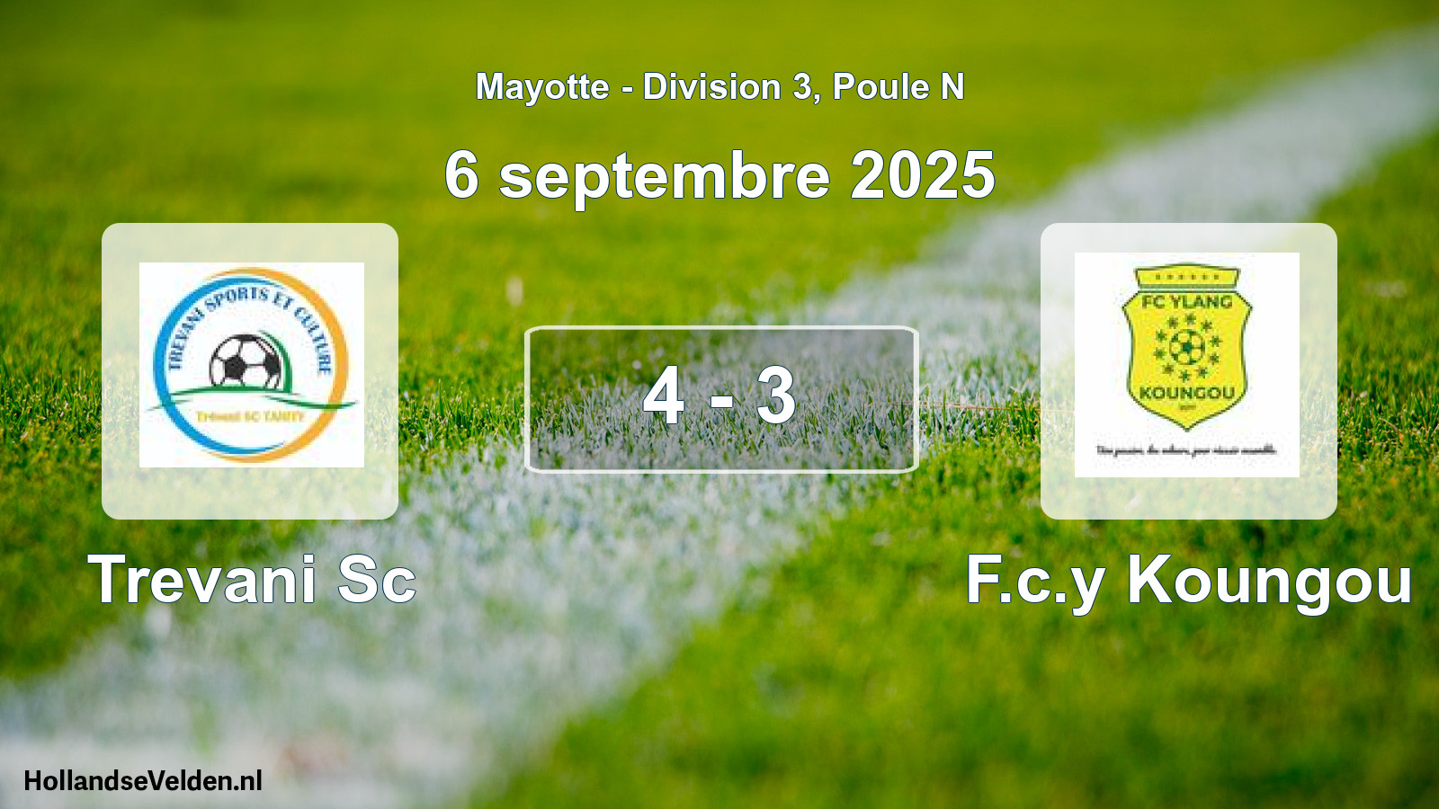 Match joué: Trevani Sc - F.c.y Koungou 4 - 3 (6 septembre 2025)